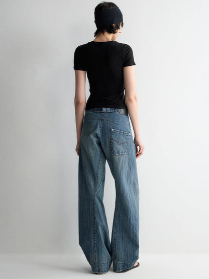 3D Cutting Micro Curved Knife Wide Leg Pants