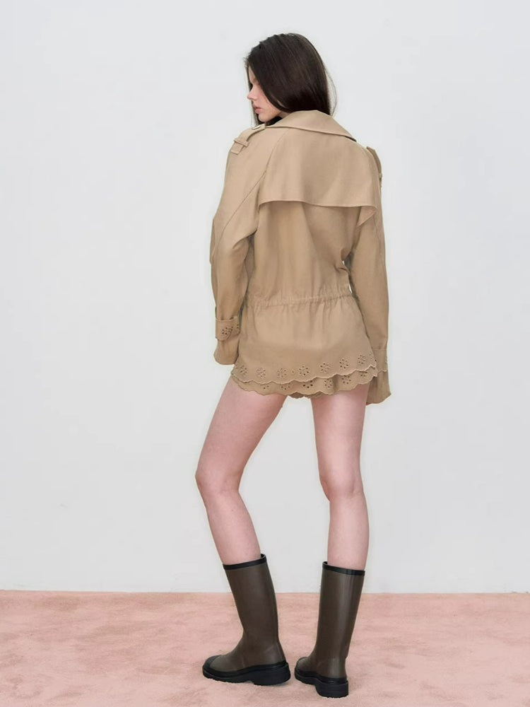 Embroidered Drawstring Utility Jacket