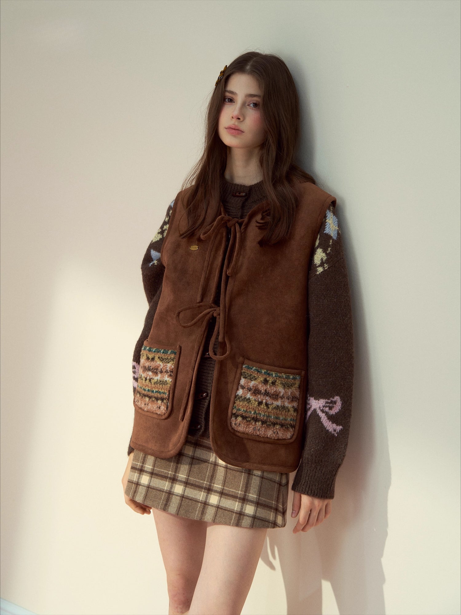 Reversible Fair Isle Faux Fur Vest