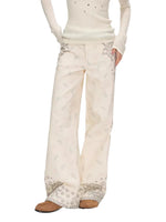 Belted Paisley Wide-Leg Pants