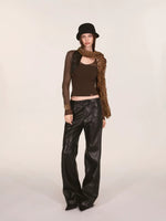 Vintage Leopard Print Pleated Long Scarf