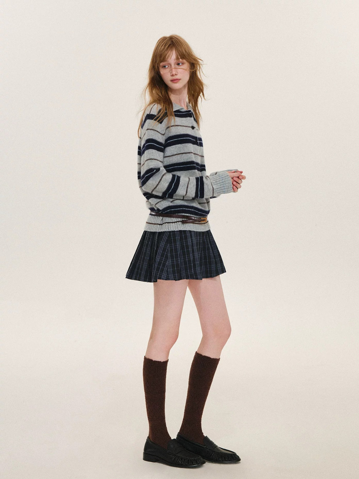 Vintage Striped Wool Polo Sweater