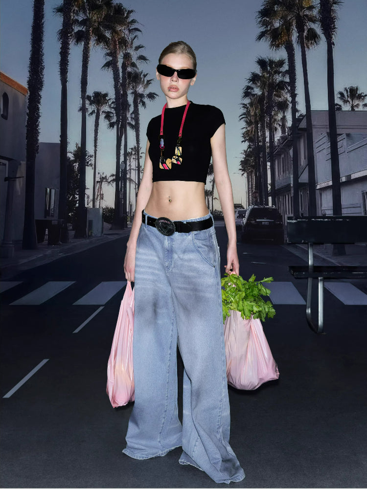 Deleteex Backless Tie Crop Tee