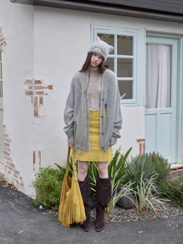 Mohair Distressed Cutout Sweater