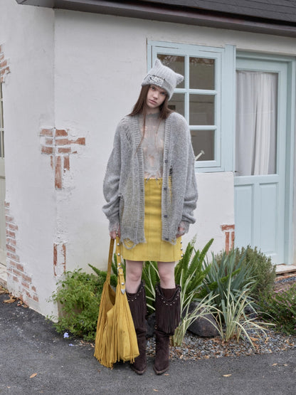 Mohair Distressed Cutout Sweater