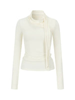 Asymmetric Draped Wool Blend Top