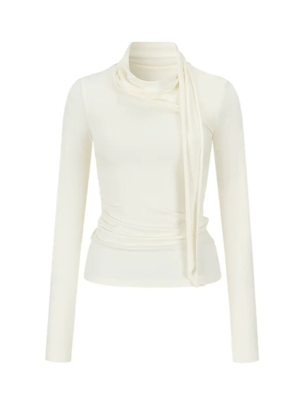 Asymmetric Draped Wool Blend Top