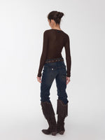 Crewneck Textured Open-Knit Wool Sweater
