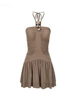 Beaded Halter Ruched Dress