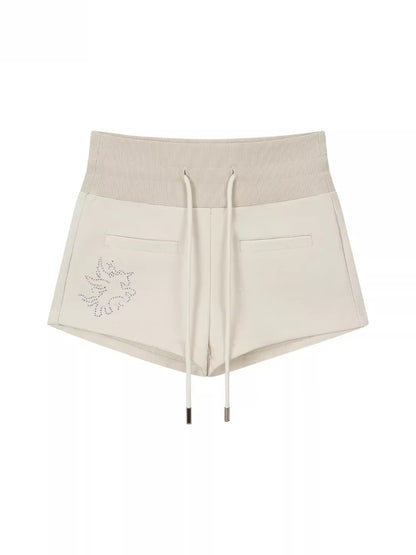 Embroidered Rhinestones Hoodie &amp; Shorts Set