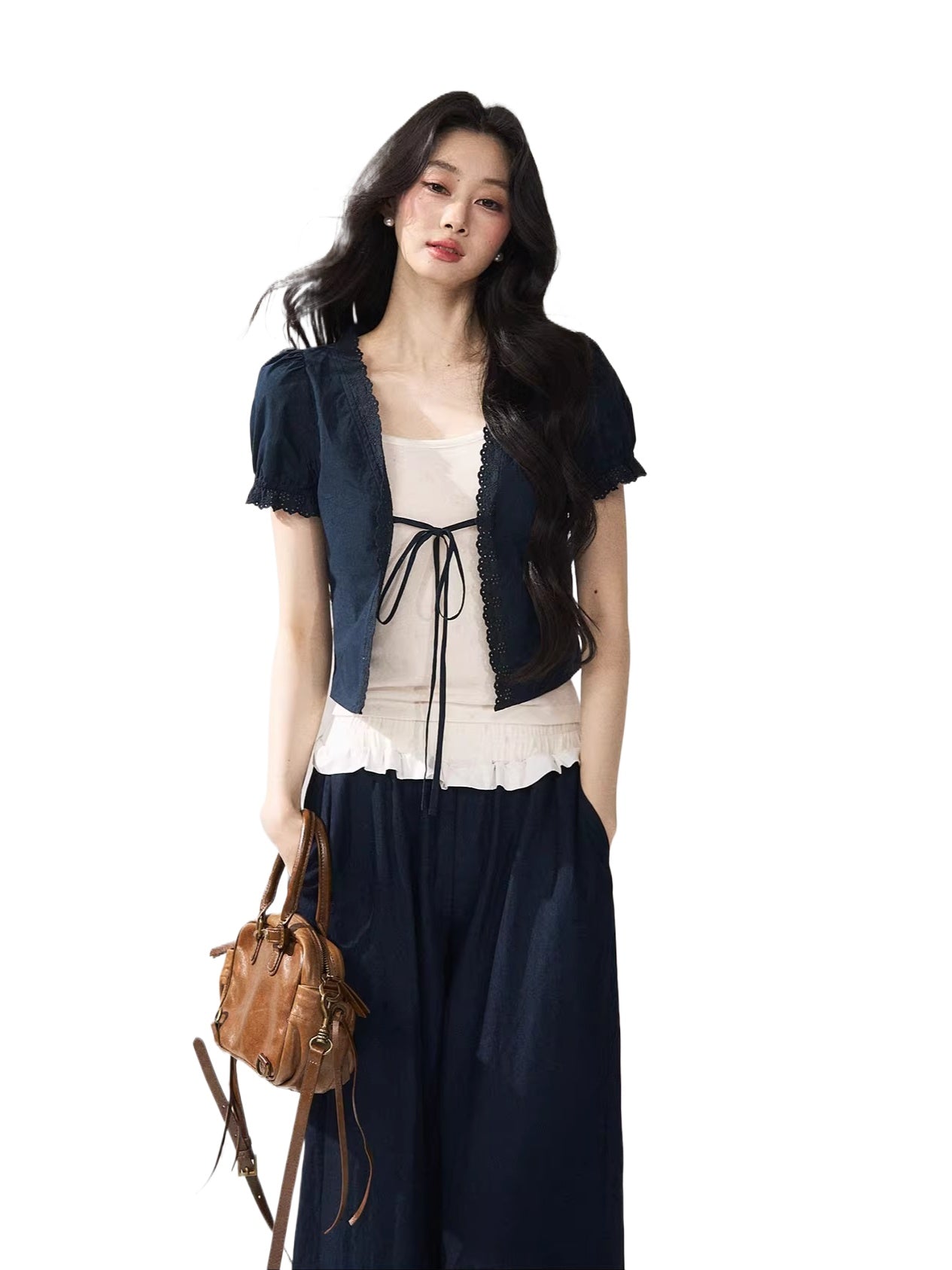 Navy Blue Floral Lace Set
