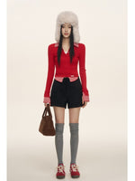 Gingham Layered Polo Knit Top