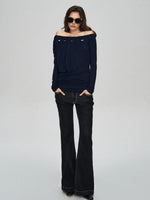 Black Contrast Flared Jeans