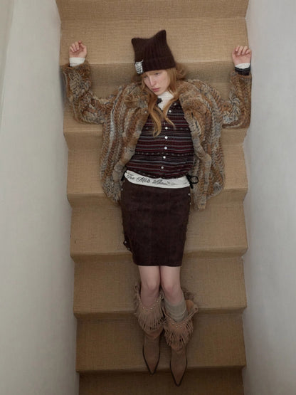 Rabbit Fur Woven Shirt Coat