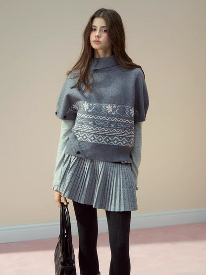 Polka-Dot Bow Pleated Skirt