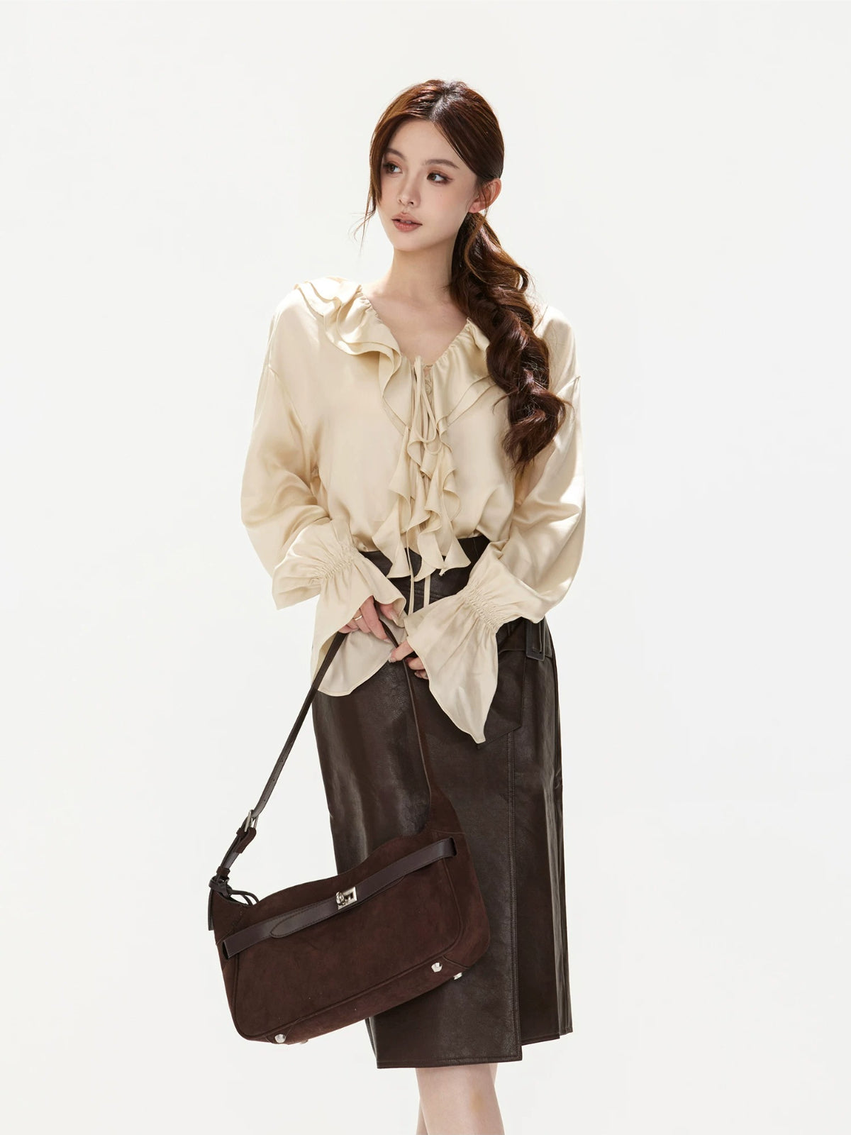 Satin Ruffle Blouse