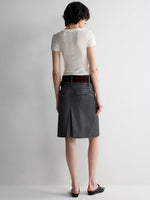 Grey Wool Double-layer Suit Midi Skirt