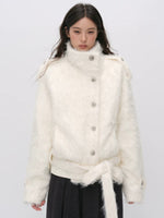 Faux Fur Belted Winter Jacket