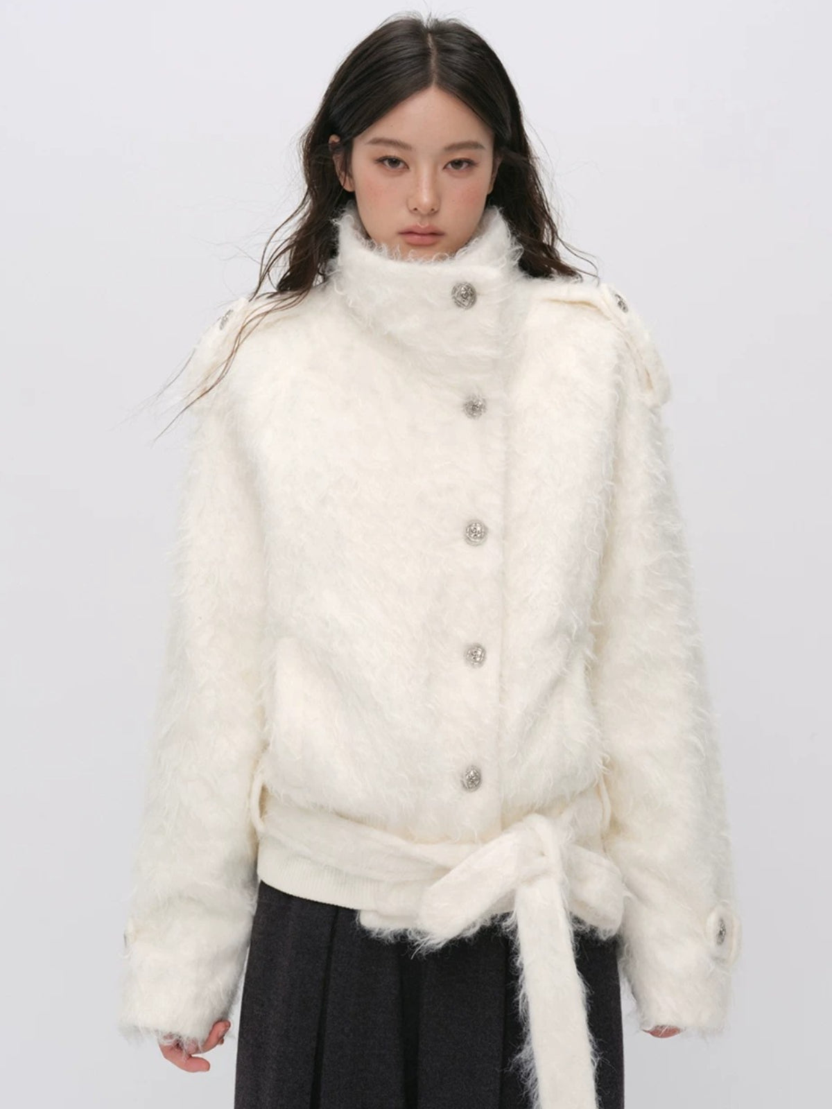 Faux Fur Belted Winter Jacket