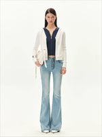 Contrast Double-Placket Hoodie