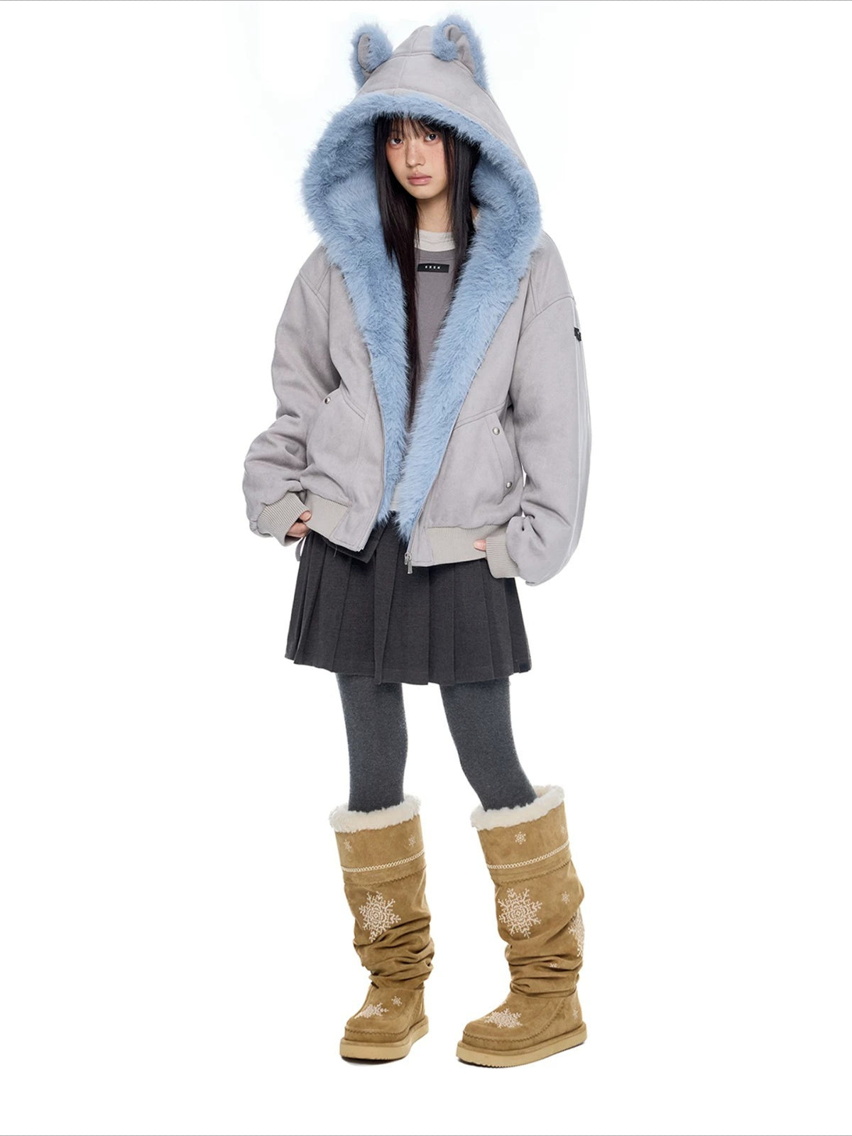 Faux Suede Cat Ear Jacket