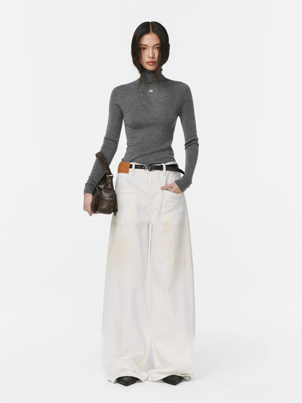 Cloud Fir Wool Turtleneck Knit Top