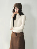 Pure Wool Mock Neck Knit Top