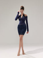 Lace Knit 2-in1 Blouse & Skirt Set