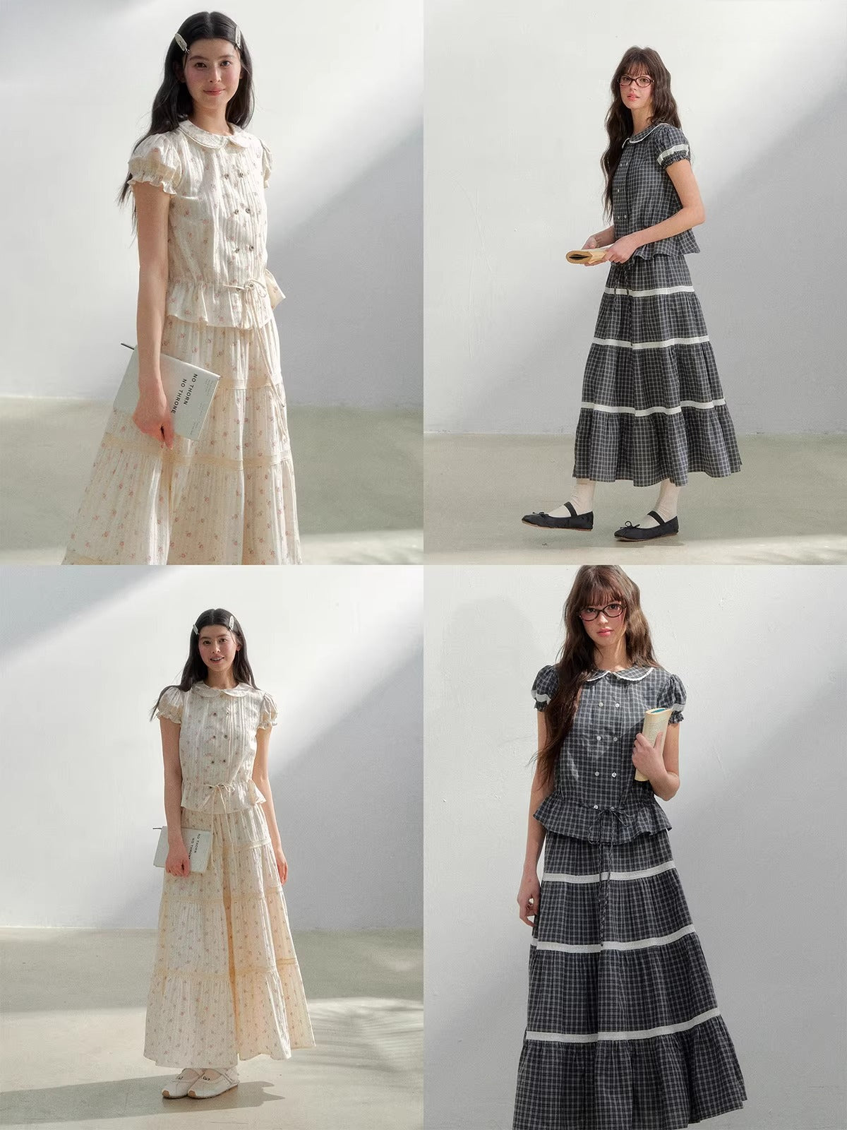 Vintage Plaid Shirt &amp; Skirt Set