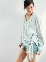 Lace Trim Lyocell Blouse