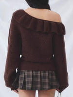 Ruffle Asymmetric Knit Top