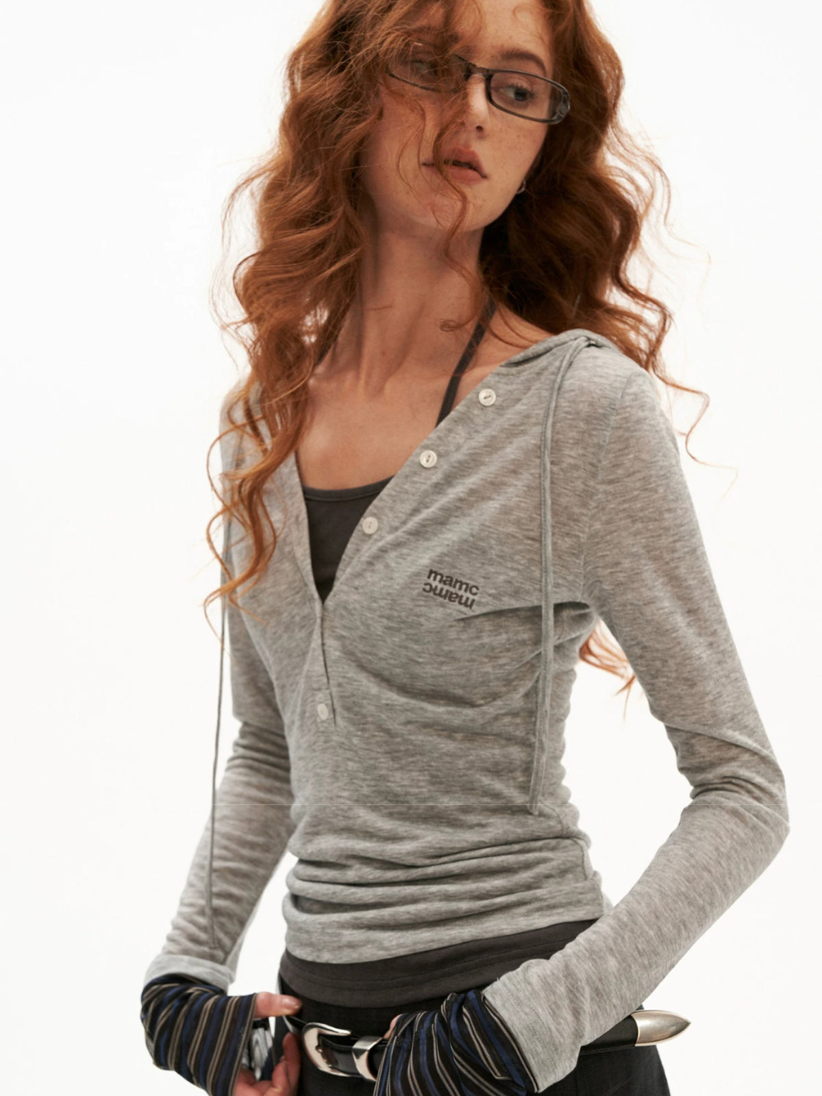 Layered Hooded Contrast Top