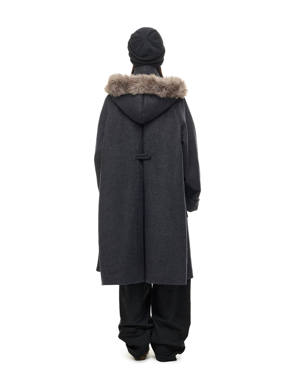 Hooded Wool Blend Long Coat