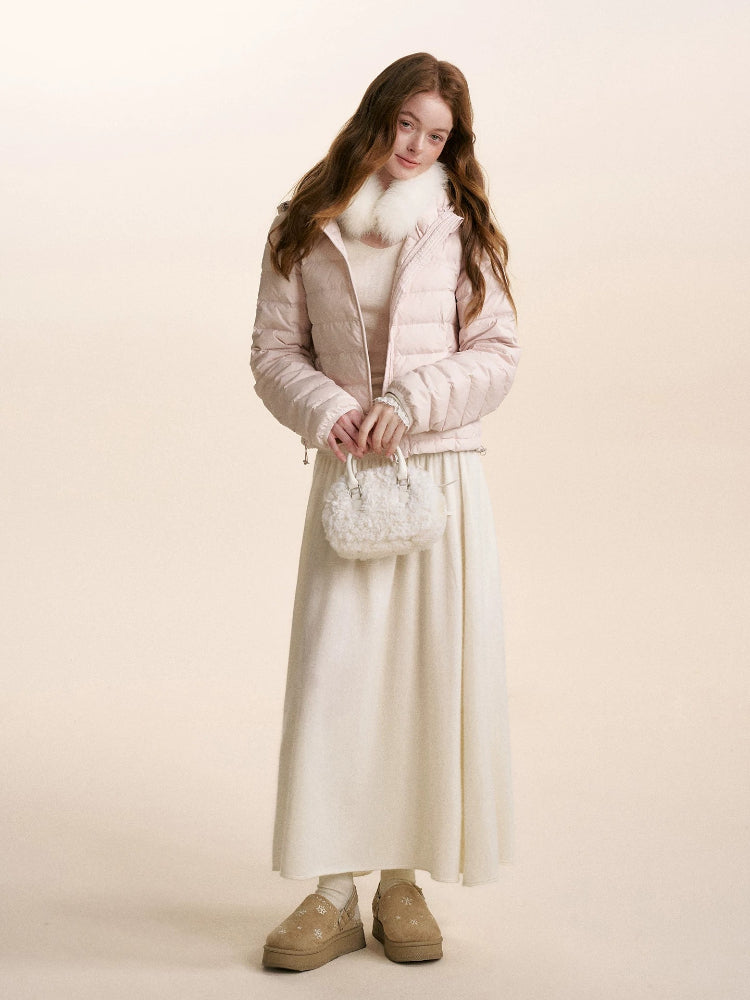 Hooded Ribbed Down Jacket