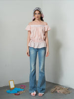Light Blue Low-Rise Flared Jeans