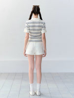 White High-Waist Denim Shorts