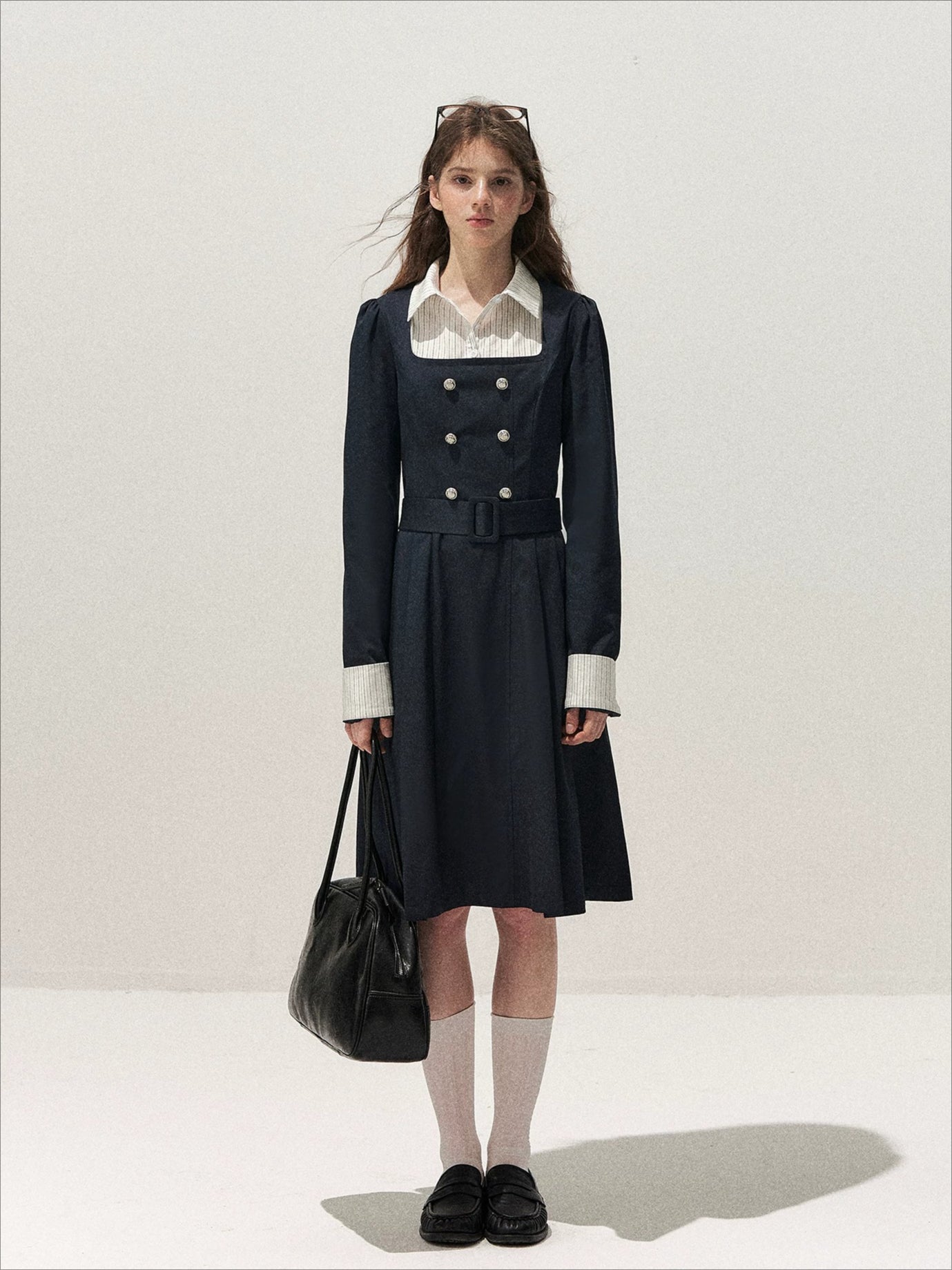 Vintage Mock-Layer Trench Dress