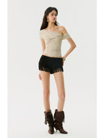 Black Suede Fringe Shorts