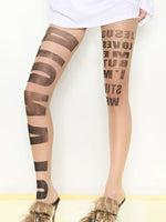 Letter Print Sheer Tights