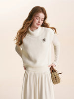 Cream & Gray Wool Knit Vest