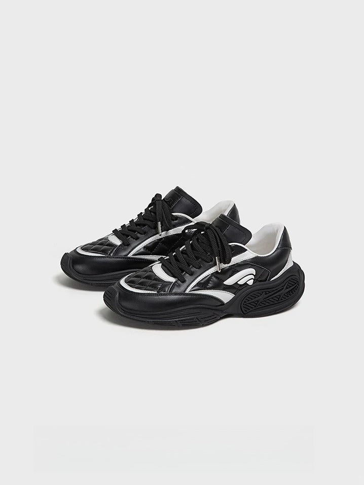 Black Quilted Casual Sneakers