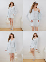 Contrast Lace Cardigan & Skirt Set