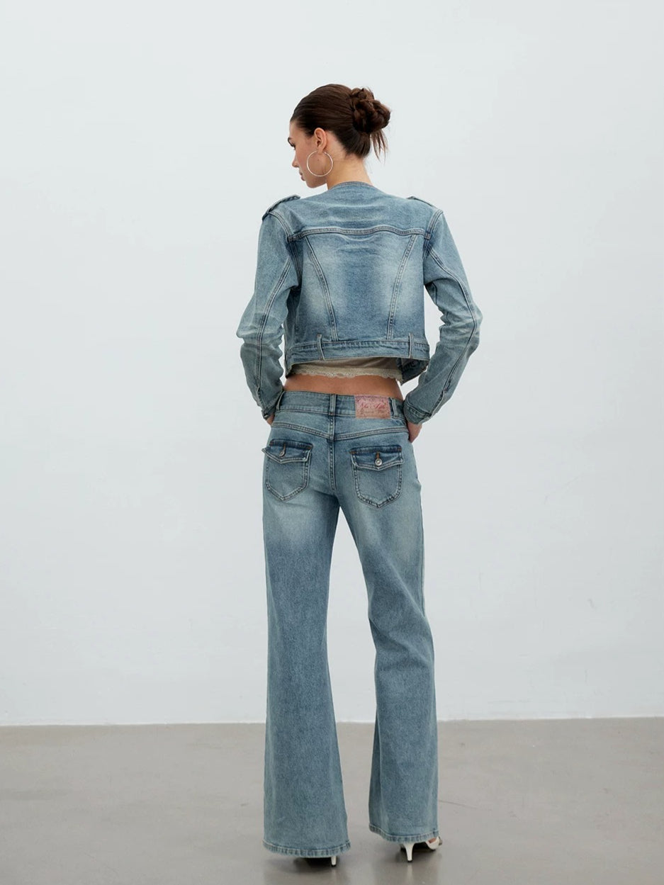 Double Button Flare Jeans