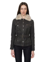 Waxed Faux-Leather Fur Jacket