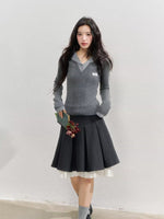 Navy Collar Knit Blouse