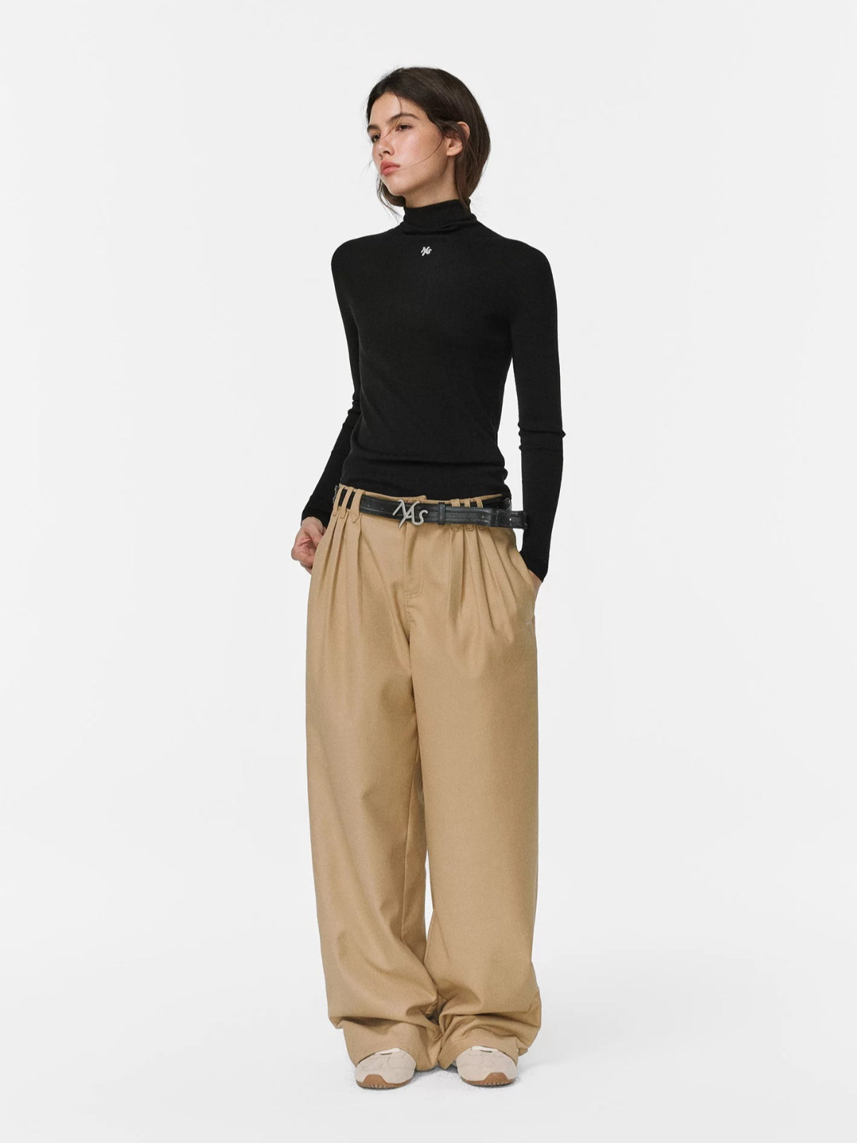 Cloud Fir Wool Turtleneck Knit Top