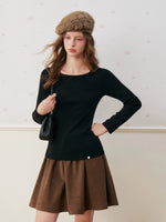 Wool Blend Cape Shoulder Knit Top