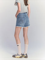 Lace Trim Denim Shorts