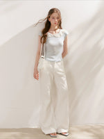 Lace-Collar Knit T-Shirt