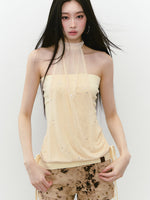 Strapless Halter Shimmery Mesh - Spliced Vest